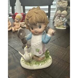 Royal Crown Figurine of a Duck and Little Girl on Phone Ceramic Vintage 1950's